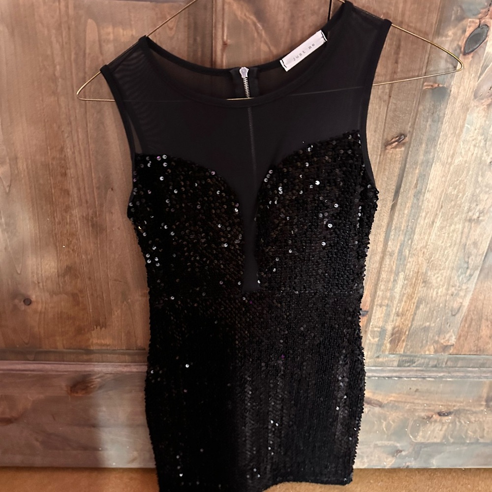 Just Me Black Sequin Maxi Dress